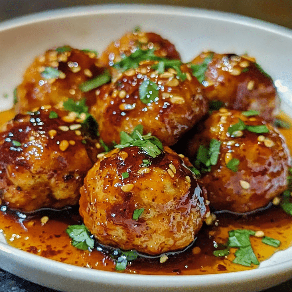 Spicy & Sweet Firecracker Chicken Meatballs - Crisp And Yum